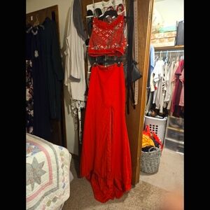 Two Piece Prom Dress Red Size 2